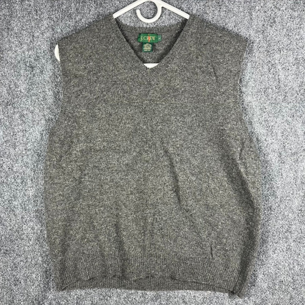 J Crew Mens L Oarsman V Neck Sweater Vest Gray 100% Lambswool See‎ Measurements